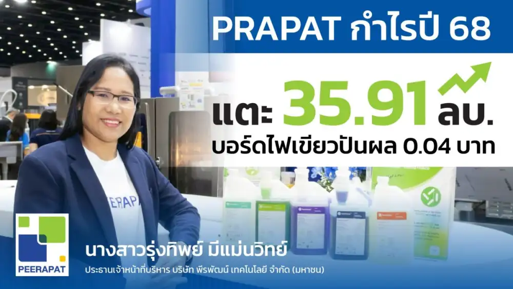 PRAPAT กำไรปี 68 แตะ 35.91 ลบ. บอร์ดไฟเขียวปันผล 0.04 บาท