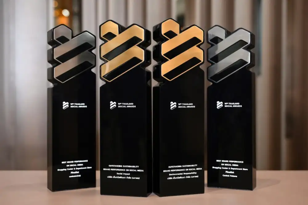 'เซ็นทรัลพัฒนา' กวาด 4 รางวัลใหญ่ Thailand Social Awards แบรนด์ที่สร้างโซเชียลอิมแพ็กด้านความยั่งยืน พร้อมย้ำ 'เซ็นทรัลเวิลด์' แบรนด์ทรงอิทธิพลบนโซเชียลมีเดียแข็งแกร่งหลายปีซ้อน