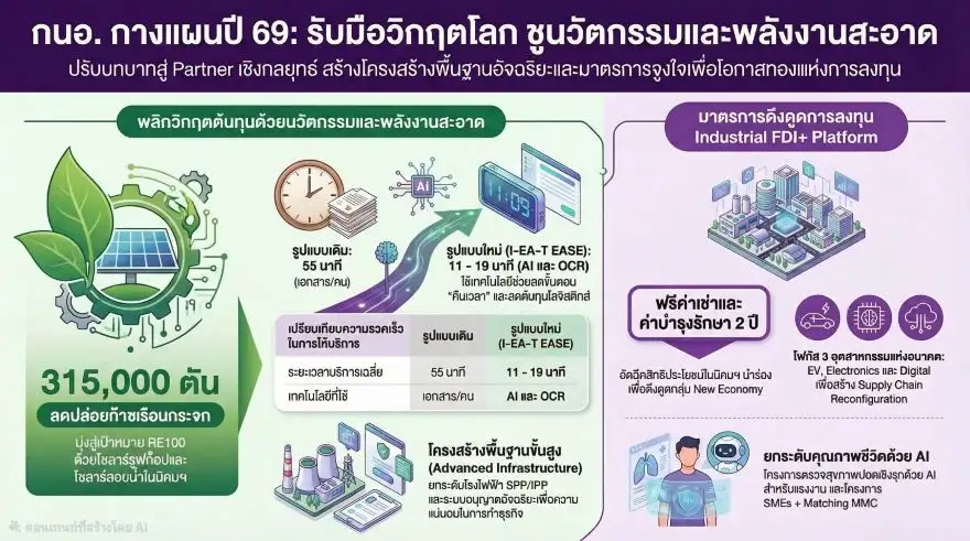 กนอ. กางแผนปี 69 รับมือศึกตอ.กลาง เร่งยกระดับโครงสร้างพื้นฐานขั้นสูง ชูนวัตกรรม-พลังงานสะอาด