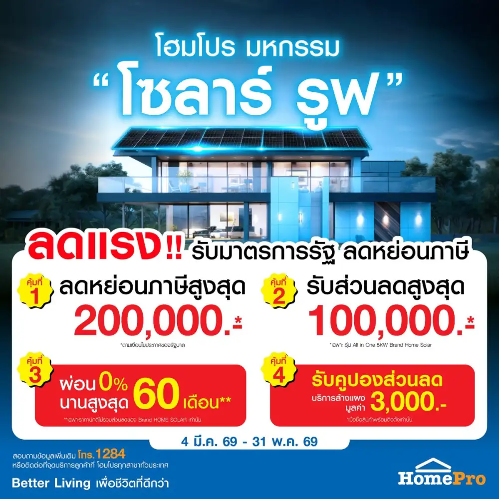 โฮมโปร-เมกาโฮม ขานรับมาตรการภาษีรัฐ หนุนคนไทยติดตั้ง 