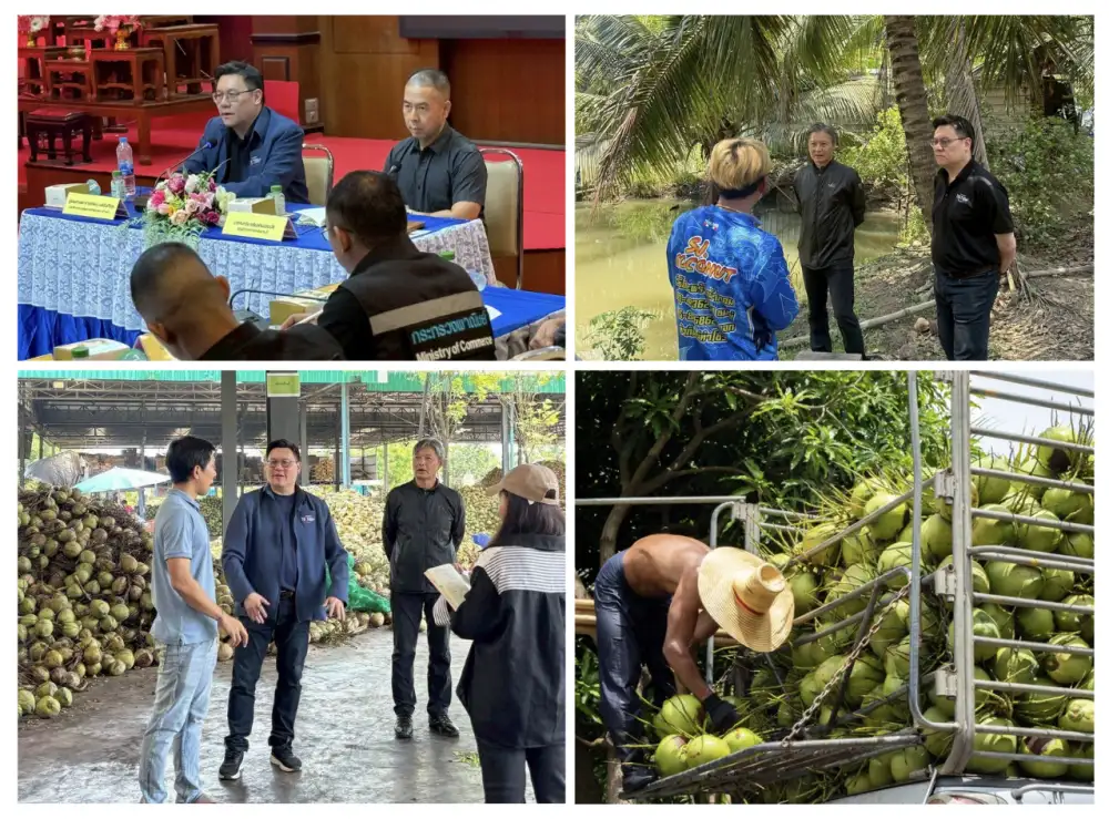 กขค.ลุยตรวจล้งมะพร้าวราชบุรี เฝ้าจับตากลุ่มโรงงานตั้งแชตลับฮั้วกดราคาต่ำ 10 บาท