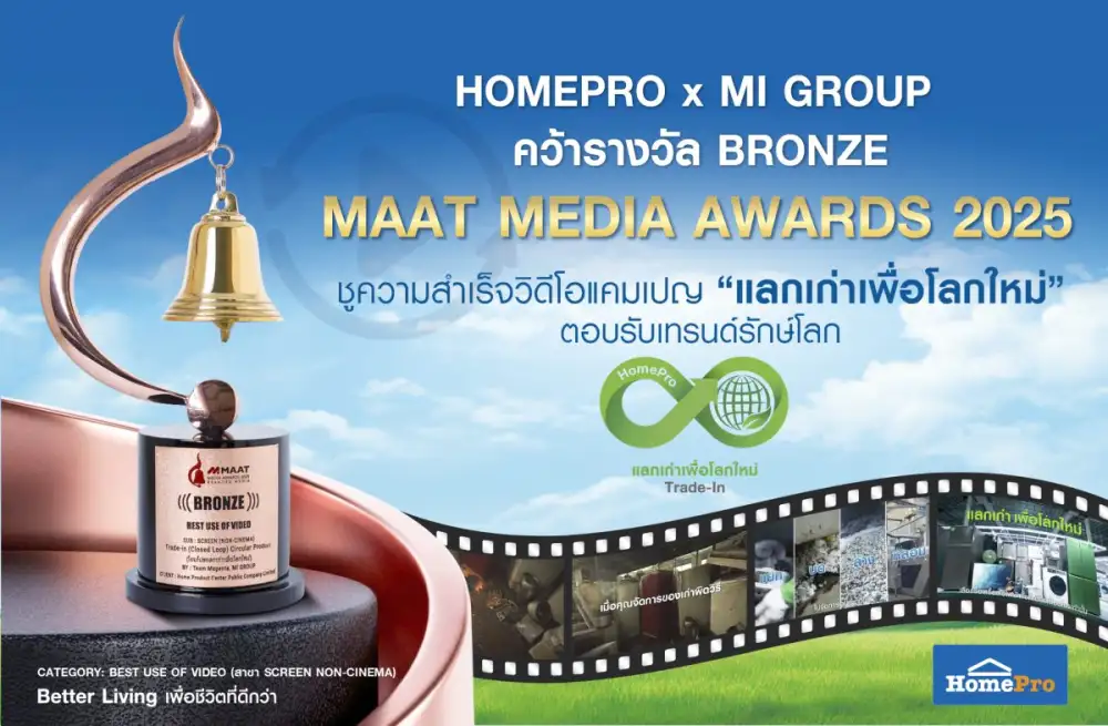 โฮมโปร ผนึกกำลัง MI GROUP ถอดรหัสอินไซต์รักษ์โลก คว้ารางวัล BRONZE จาก MAAT Media Awards 2025