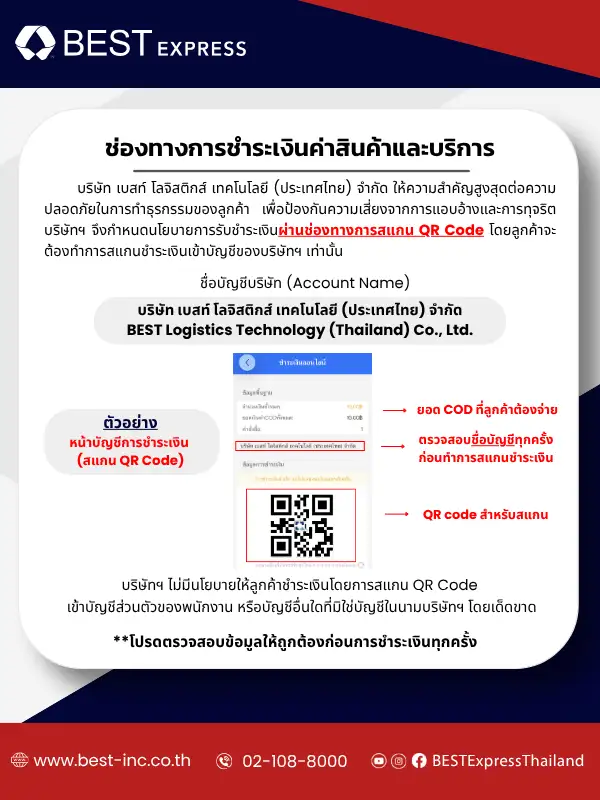 BEST Express ยกระดับมาตรฐานใหม่การชำระเงินค่าพัสดุ ชูระบบ 