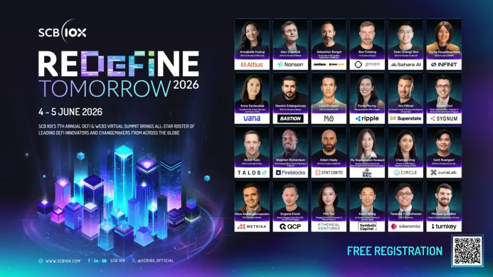 SCB 10X Announces 7th Annual REDeFiNE TOMORROW 2026 Global DeFi & Web3 Virtual Summit