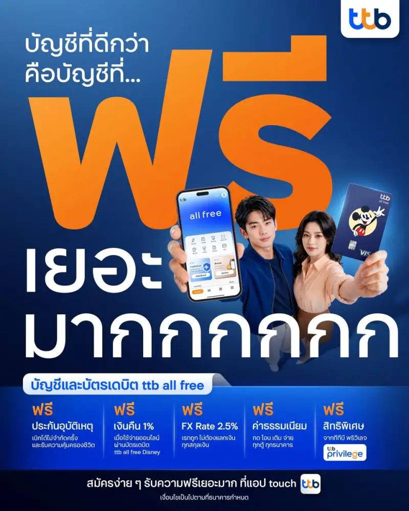 ทีทีบี ขยับมาตรฐานบัญชีเงินฝาก ชวนตั้งคำถามใหม่ทำไมสิทธิประโยชน์ต้องแยกหลายบัญชี ทั้งที่ลูกค้าควรได้ครบในบัญชีเดียว