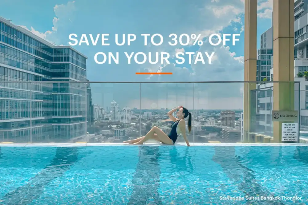 พักผ่อนใจกลางกรุงเทพฯ ได้อย่างคุ้มค่ายิ่งขึ้น กับโปรโมชัน EAPAC Mid-Year Sale ที่สเตย์บริดจ์ สวีท แบงค็อก ทองหล่อ