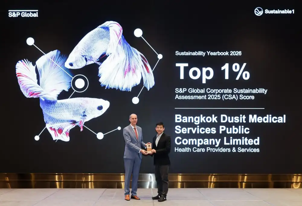 BDMS ครองอันดับ 1 ด้านความยั่งยืนระดับโลก ในกลุ่ม Health Care Providers & Services จาก S&P Global