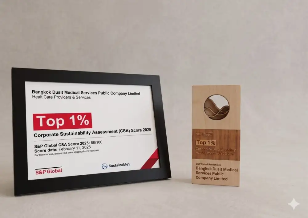 BDMS ครองอันดับ 1 ด้านความยั่งยืนระดับโลก ในกลุ่ม Health Care Providers & Services จาก S&P Global