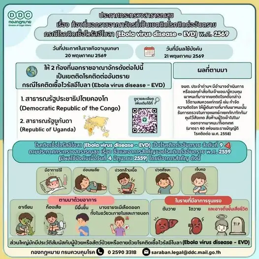 สธ. ประกาศเขตติดโรคติดต่ออันตราย 