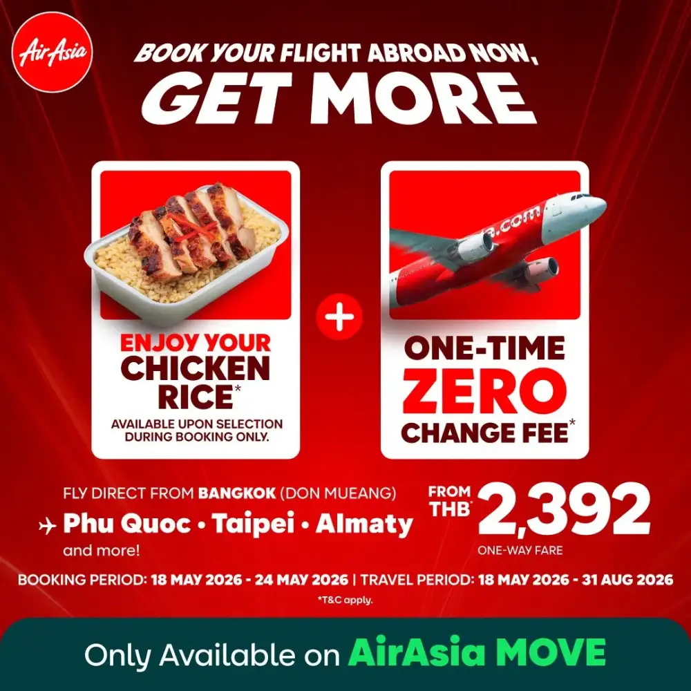 Fly AirAsia, Get Better Value Than Ever! Enjoy 1x Zero Change Fee NEW Fly International and Grab a Free 