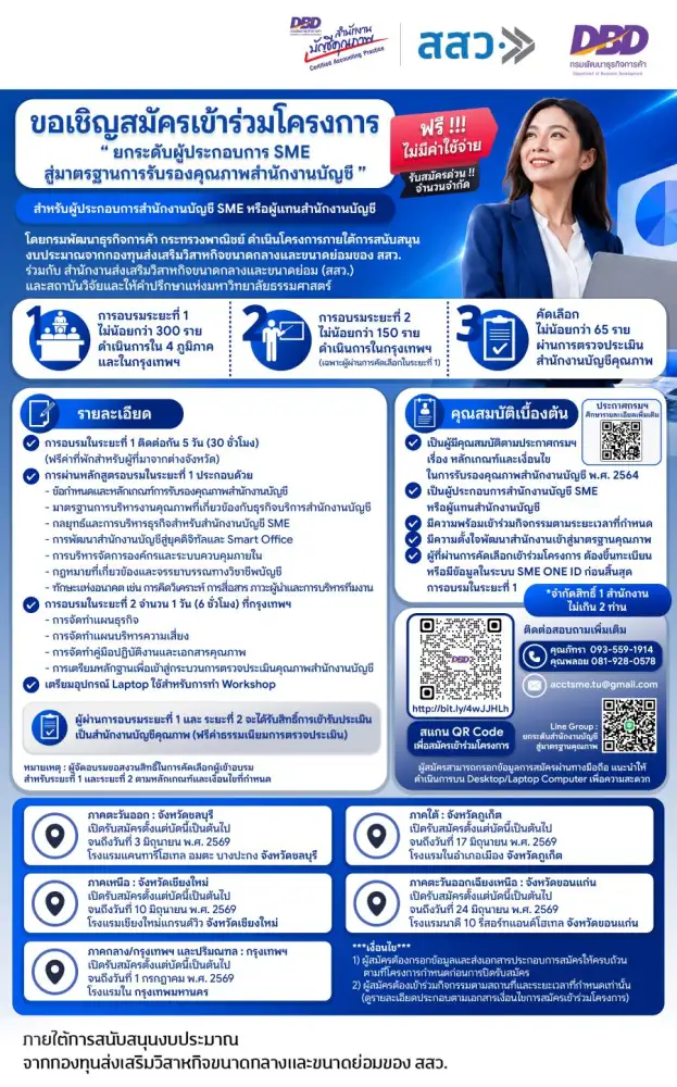 พาณิชย์ร่วม สสว.ร่วมยกระดับสำนักงานบัญชี SME อบรมขึ้นทะเบียน SME ONE ID