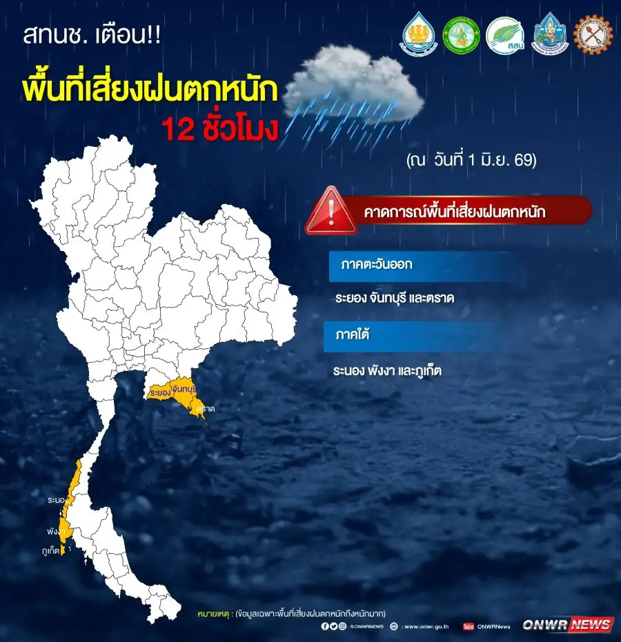 สทนช. เตือนพื้นที่เสี่ยงภาคตะวันออก-ภาคใต้ เฝ้าระวังน้ำท่วมฉับพลัน น้ำป่าไหลหลาก