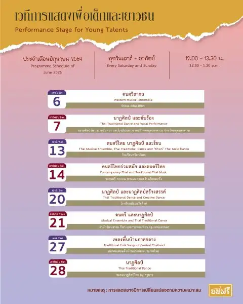 เวทีการแสดงเพื่อเด็กและเยาวชน นิทรรศน์รัตนโกสินทร์ เดือนมิถุนายนนี้