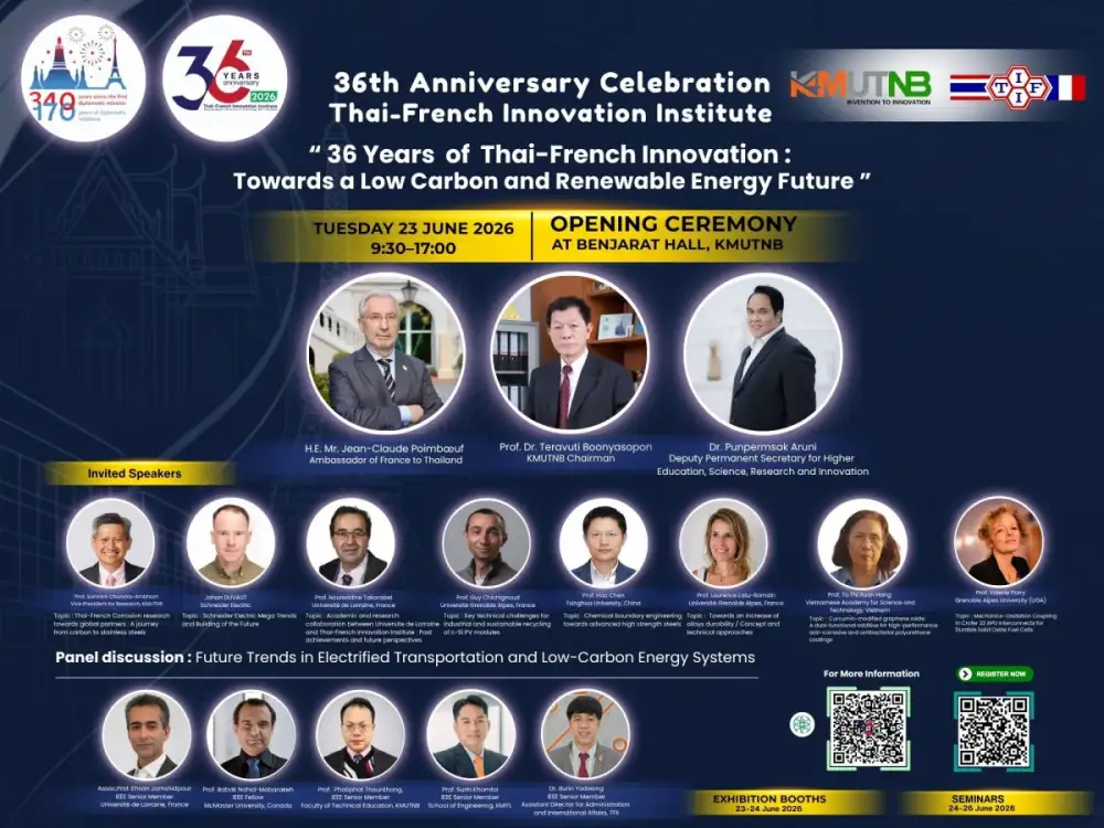 สถาบันนวัตกรรมเทคโนโลยีไทย-ฝรั่งเศส มจพ. ขอเชิญร่วมงานครบรอบ 36 ปี ภายใต้แนวคิด