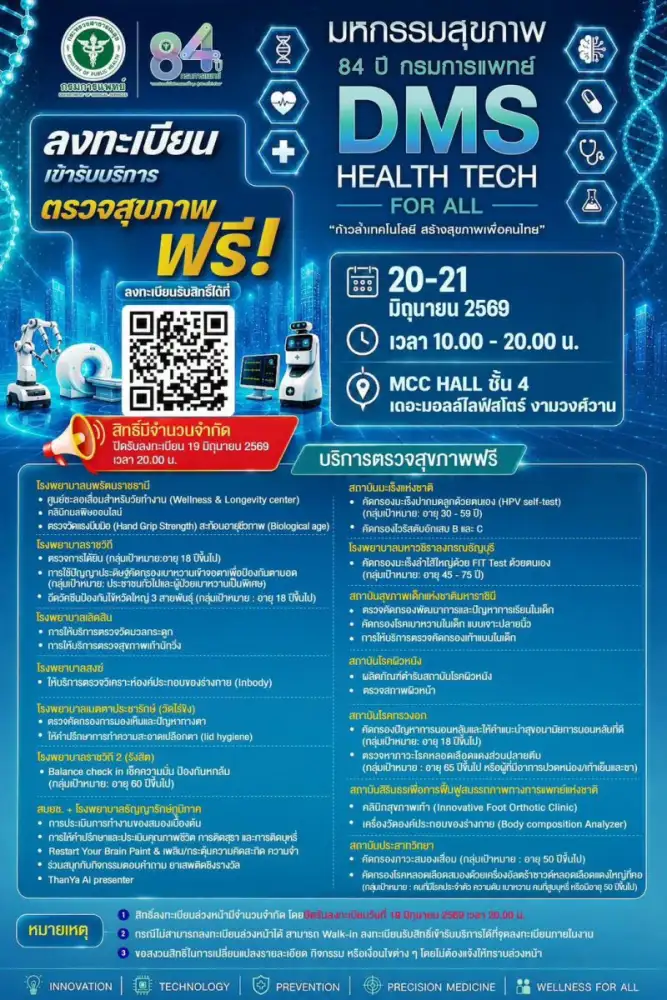 เชิญร่วมงานมหกรรมสุขภาพ 84ปี กรมการแพทย์