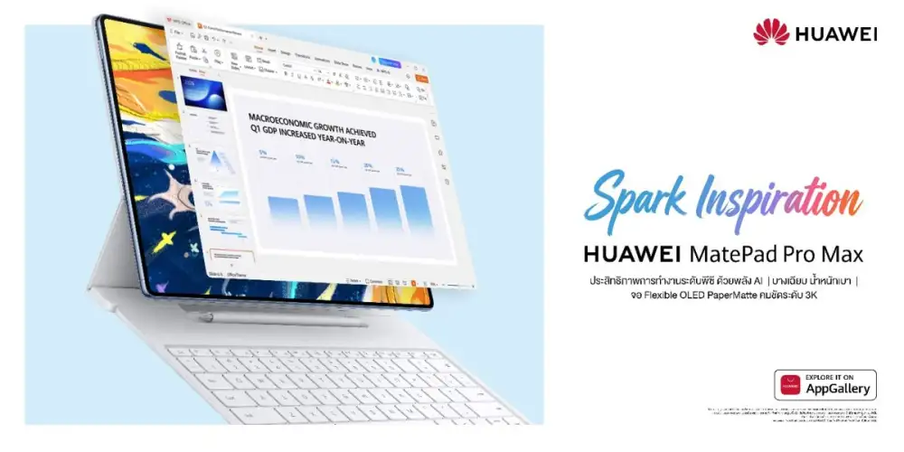 เตรียมพบปรากฏการณ์เหนือระดับ! HUAWEI MatePad Pro Max แท็บเล็ตหน้าจอ 13.2 นิ้วที่บางที่สุดในโลก