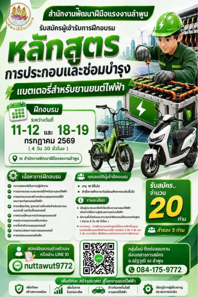 กรมพัฒน์ เร่งพัฒนาทักษะ EV ทั่วประเทศ ปั้นแรงงานคุณภาพ รองรับยานยนต์ไฟฟ้าแห่งอนาคต