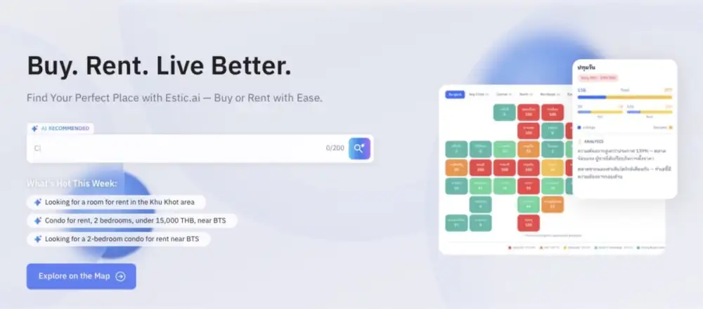 Estic.ai แพลตฟอร์มลงทุนเช่า - ซื้ออสังหาฯ สุดล้ำ! ในประเทศไทย เปิดตัวฟีเจอร์ใหม่ Livability ความน่าอยู่อัจฉริยะ AI ผสาน 'ไลฟ์สไตล์' คนรุ่นใหม่ได้อย่างลงตัว