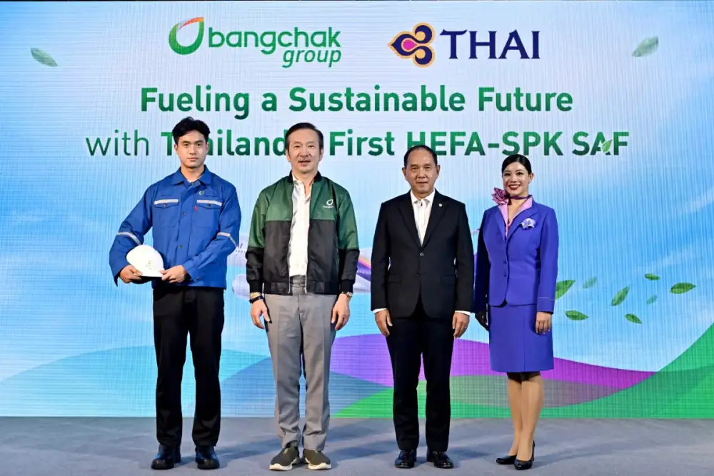 กลุ่มบริษัทบางจากและการบินไทยร่วมสรรค์สร้างน่านฟ้ายั่งยืน ให้บริการ HEFA-SPK SAF ที่ผลิตในประเทศไทยเป็นครั้งแรกแก่เที่ยวบินการบินไทย