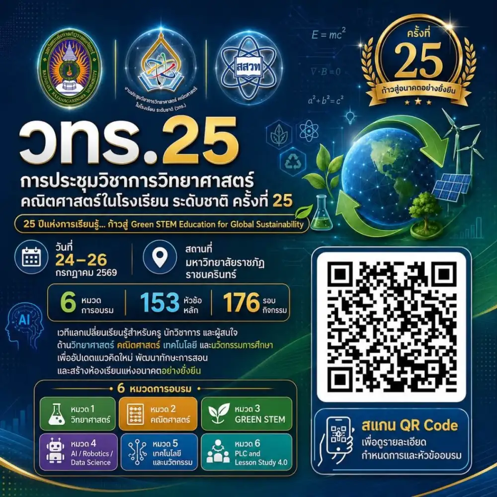 สสวท. ชวนเปิดโลกการเรียนรู้ครั้งสำคัญของการศึกษาไทย ในงาน วทร.25 กว่า 100 หัวข้ออบรม