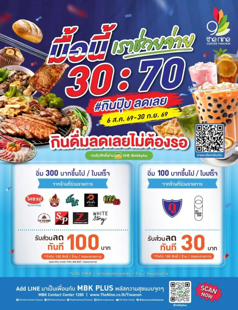 สายกินมีเฮ เดอะไนน์ เซ็นเตอร์ ติวานนท์ จัดแคมเปญ 