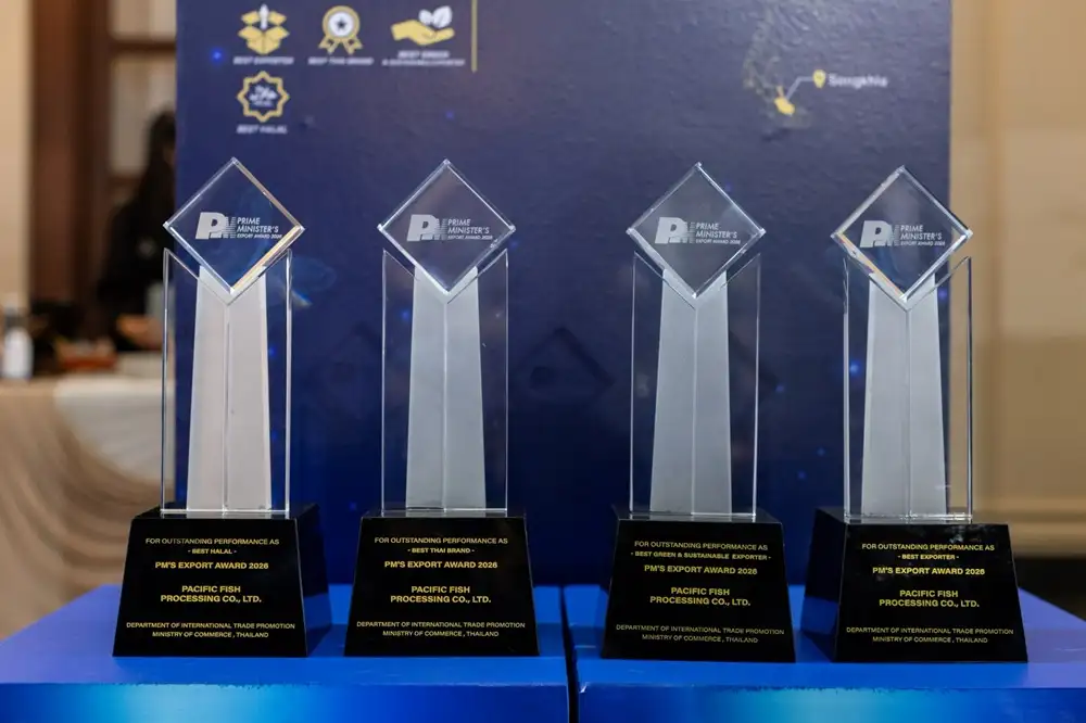 PFP ปลื้ม คว้า 4 รางวัลใหญ่ Prime Minister's Export Award 2026 ตั้งเป้าโต 15% ตอกย้ำภาพผู้นำอาหารทะเลแปรรูป