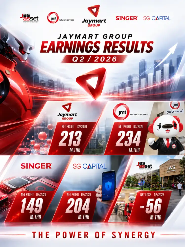 JMART กำไร Q2/69 โตแรง 92% แตะ 213 ลบ. ครึ่งปีพุ่ง 50% รับพลัง Synergy - Lock Phone พอร์ตรวมทะลุ 2.1 หมื่นลบ.