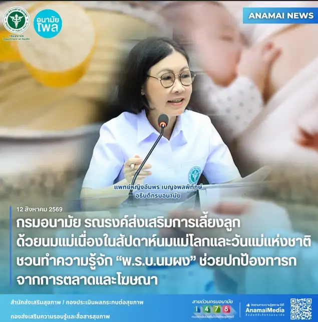 กรมอนามัย รณรงค์ส่งเสริมการเลี้ยงลูกด้วยนมแม่เนื่องในสัปดาห์นมแม่โลกและวันแม่แห่งชาติ ชวนทำความรู้จัก