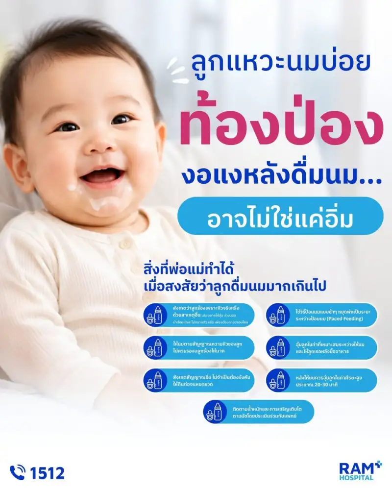 ลูกแหวะนมบ่อย ท้องป่อง งอแงหลังกินนม...อาจไม่ใช่แค่กินอิ่ม