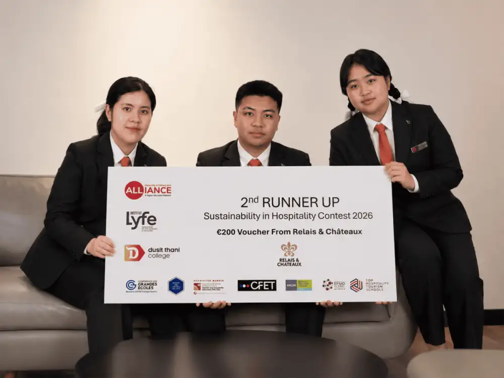 นักศึกษาวิทยาลัยดุสิตธานีคว้ารางวัลระดับนานาชาติจาก The Alliance Network ต่อเนื่องเป็นปีที่สอง