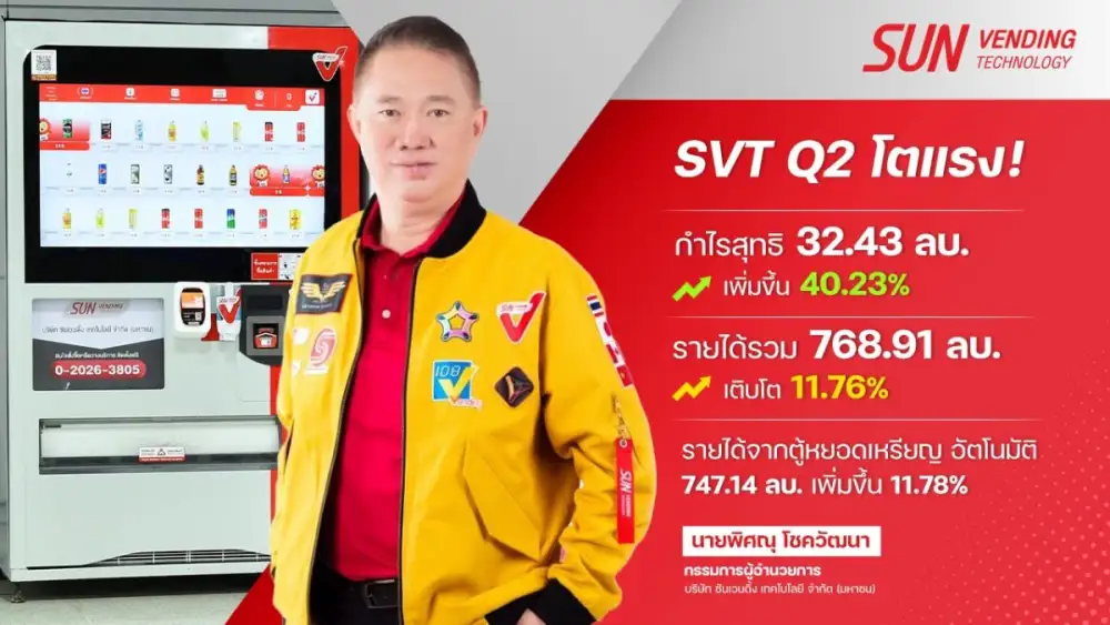 SVT ปังหนัก! Q2 กำไรโตแรง 40.23% ตู้ SUN Vending ยอดขายฮอตต่อเนื่อง