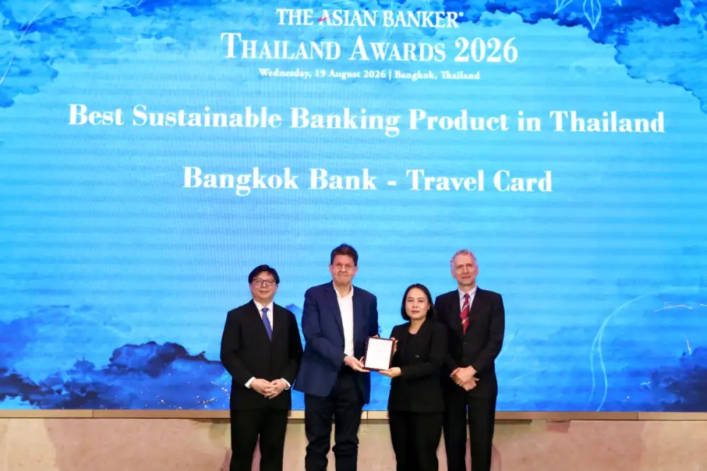 ธนาคารกรุงเทพ คว้ารางวัลยอดเยี่ยม 'Best Sustainable Banking Product in Thailand' ตอกย้ำความสำเร็จ 'Bangkok Bank Travel Card'