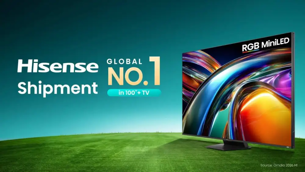 Hisense ครองอันดับ 1 ของโลก ทีวีขนาด 100 นิ้วขึ้นไป ด้วยส่วนแบ่งตลาด 55.1% ในครึ่งปีแรก 2569 เดินหน้าขยายกลยุทธ์ทีวีจอใหญ่ในไทย