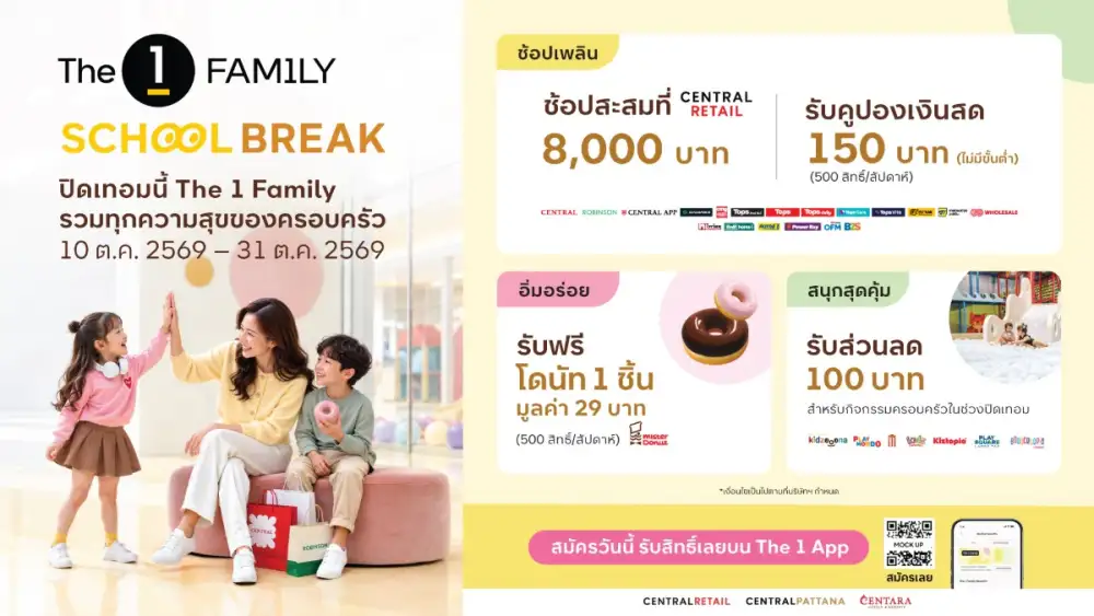The 1 Family School Break จัดเต็มความสุขรับปิดเทอม ผนึก Ecosystem กลุ่มเซ็นทรัล รวมสิทธิประโยชน์