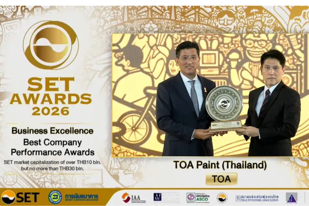 'จตุภัทร์' นำ TOA ท็อปฟอร์ม! คว้า 2 รางวัลใหญ่ 'Best Company และ Outstanding CEO' จากเวที SET Awards 2026