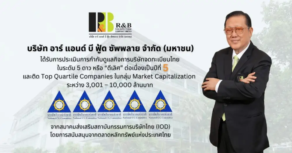 RBF คว้า CGR 5 ดาว ต่อเนื่องปีที่ 5 ติดกลุ่ม Top Quartile ตอกย้ำมาตรฐานการกำกับดูแลกิจการที่ดี